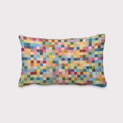 Dekostoff Doubleface Wendestoff Jacquard Kästchen Pixel bunt 1,4m Breite