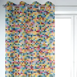 Dekostoff Doubleface Wendestoff Jacquard Kästchen Pixel bunt 1,4m Breite