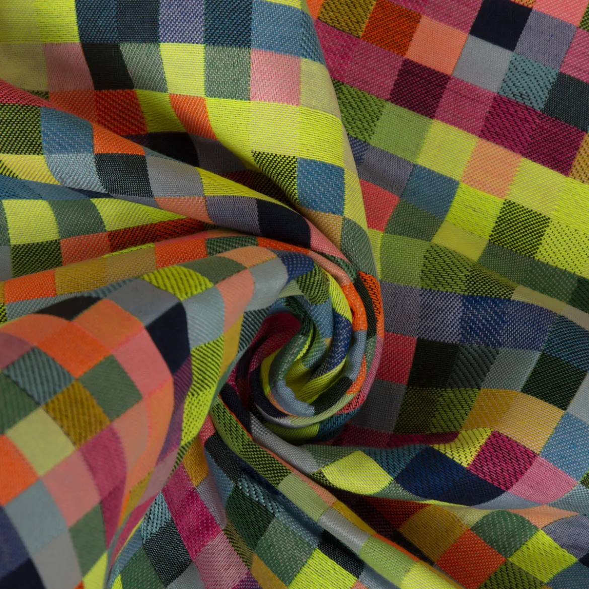 Dekostoff Doubleface Wendestoff Jacquard Kästchen Pixel Neon Farben bunt 1,4m Breite