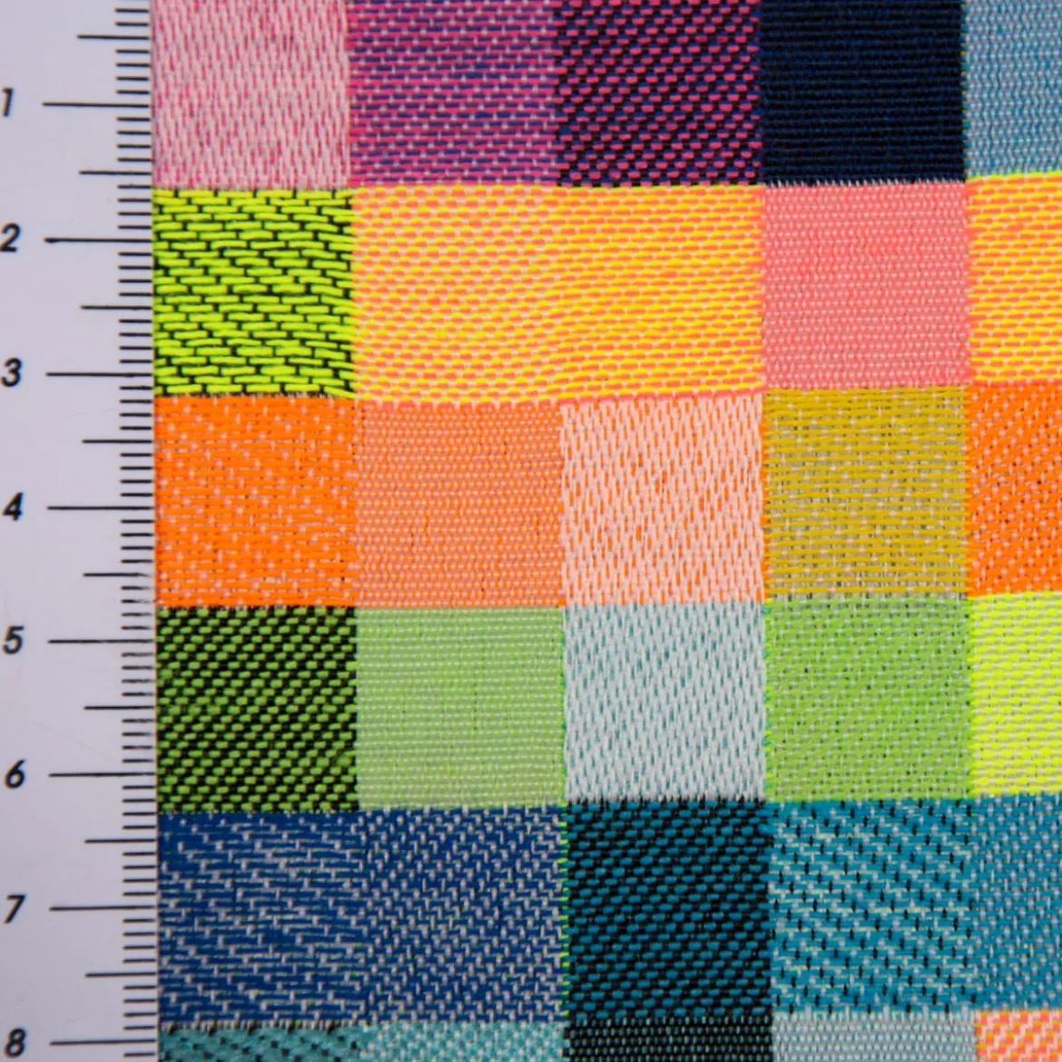Dekostoff Doubleface Wendestoff Jacquard Kästchen Pixel Neon Farben bunt 1,4m Breite
