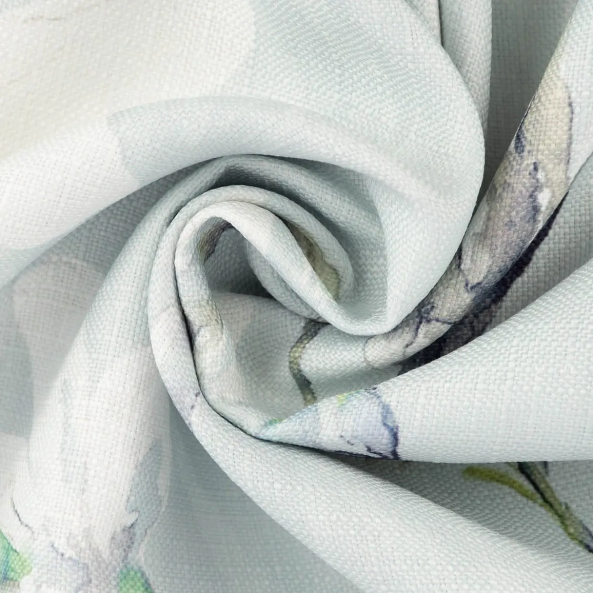 Dekostoff Druckstoff Strukturoptik Aquarell Blumen Blüten mint 1,50m Breite