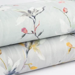 Dekostoff Druckstoff Strukturoptik Aquarell Blumen Blüten mint 1,50m Breite