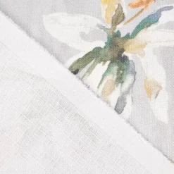 Dekostoff Druckstoff Strukturoptik Aquarell Blumen Blüten grau gelb 1,50m Breite