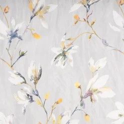 Dekostoff Druckstoff Strukturoptik Aquarell Blumen Blüten grau gelb 1,50m Breite