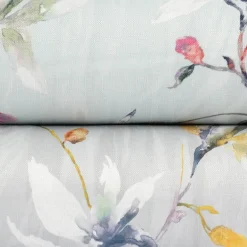 Dekostoff Druckstoff Strukturoptik Aquarell Blumen Blüten grau gelb 1,50m Breite