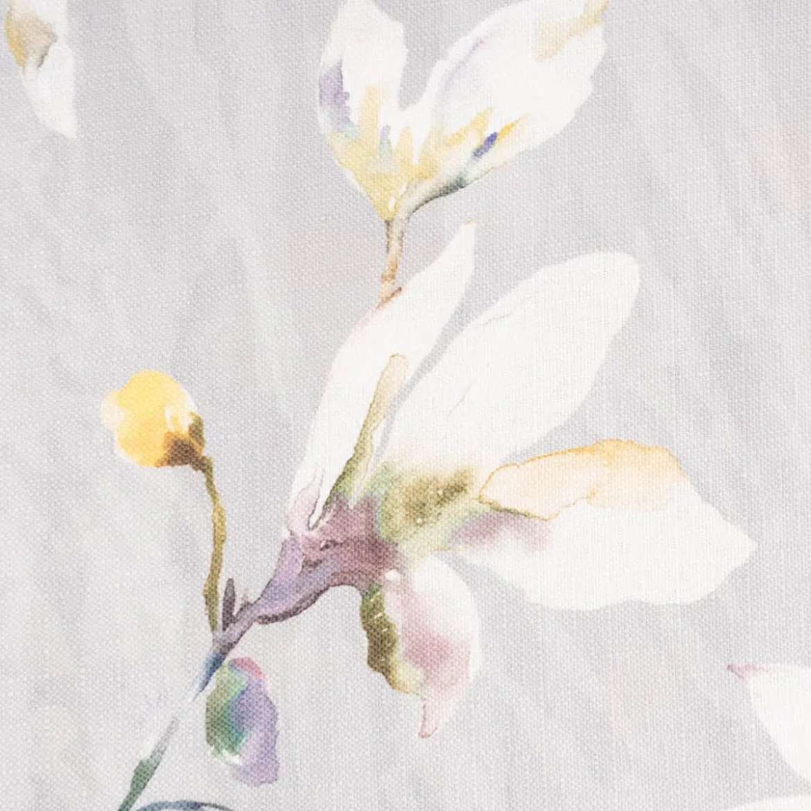 Dekostoff Druckstoff Strukturoptik Aquarell Blumen Blüten grau gelb 1,50m Breite