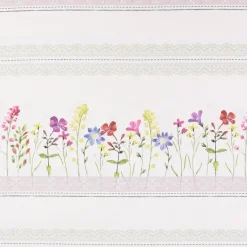 Dekostoff Gardinenstoff Blumen Streifen Spitze ecru bunt 160cm Breite