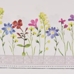 Dekostoff Gardinenstoff Blumen Streifen Spitze ecru bunt 160cm Breite