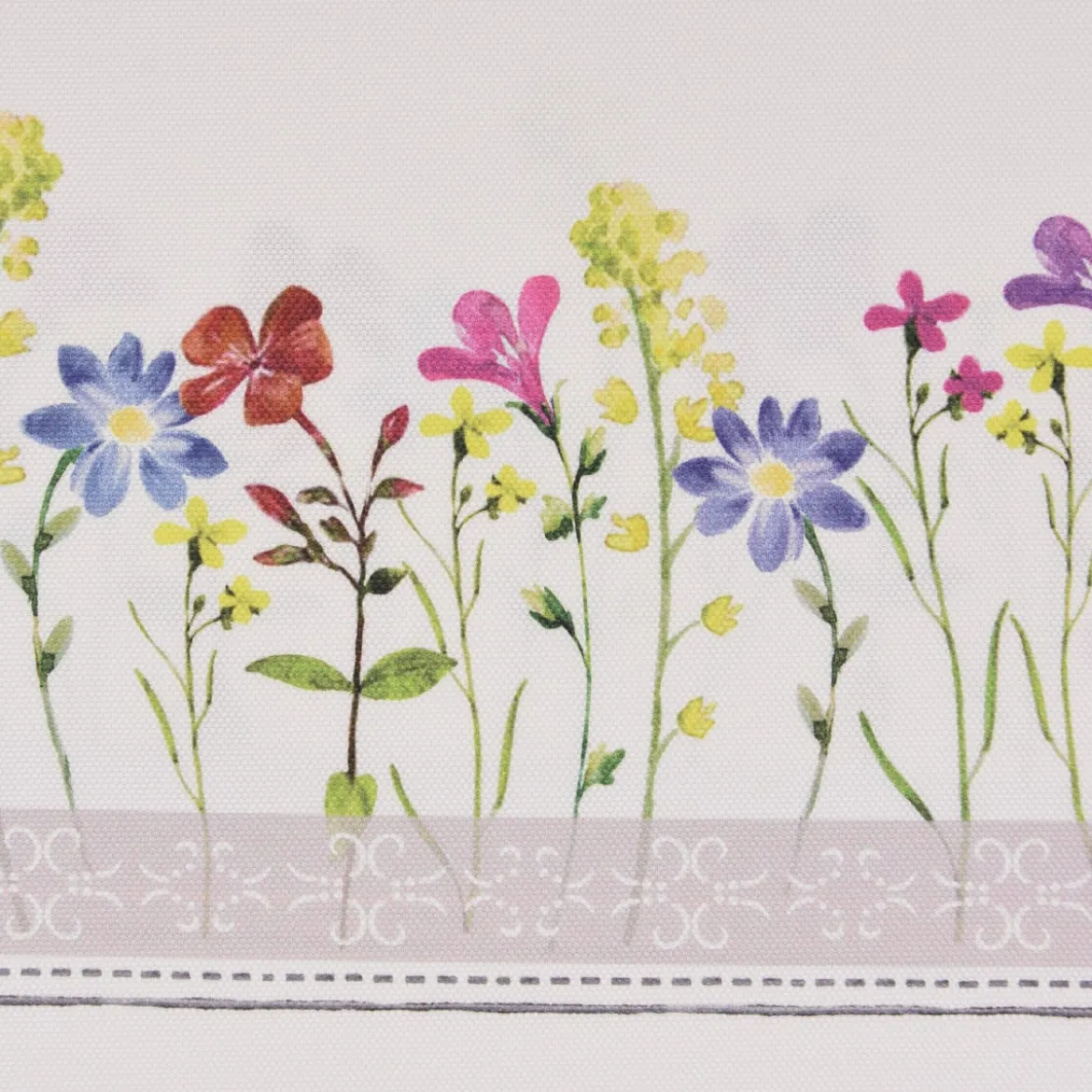Dekostoff Gardinenstoff Blumen Streifen Spitze ecru bunt 160cm Breite
