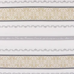 Dekostoff Gardinenstoff Landhausstoff Streifen Ornamente ecru grau beige 160cm Breite