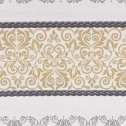 Dekostoff Gardinenstoff Landhausstoff Streifen Ornamente ecru grau beige 160cm Breite