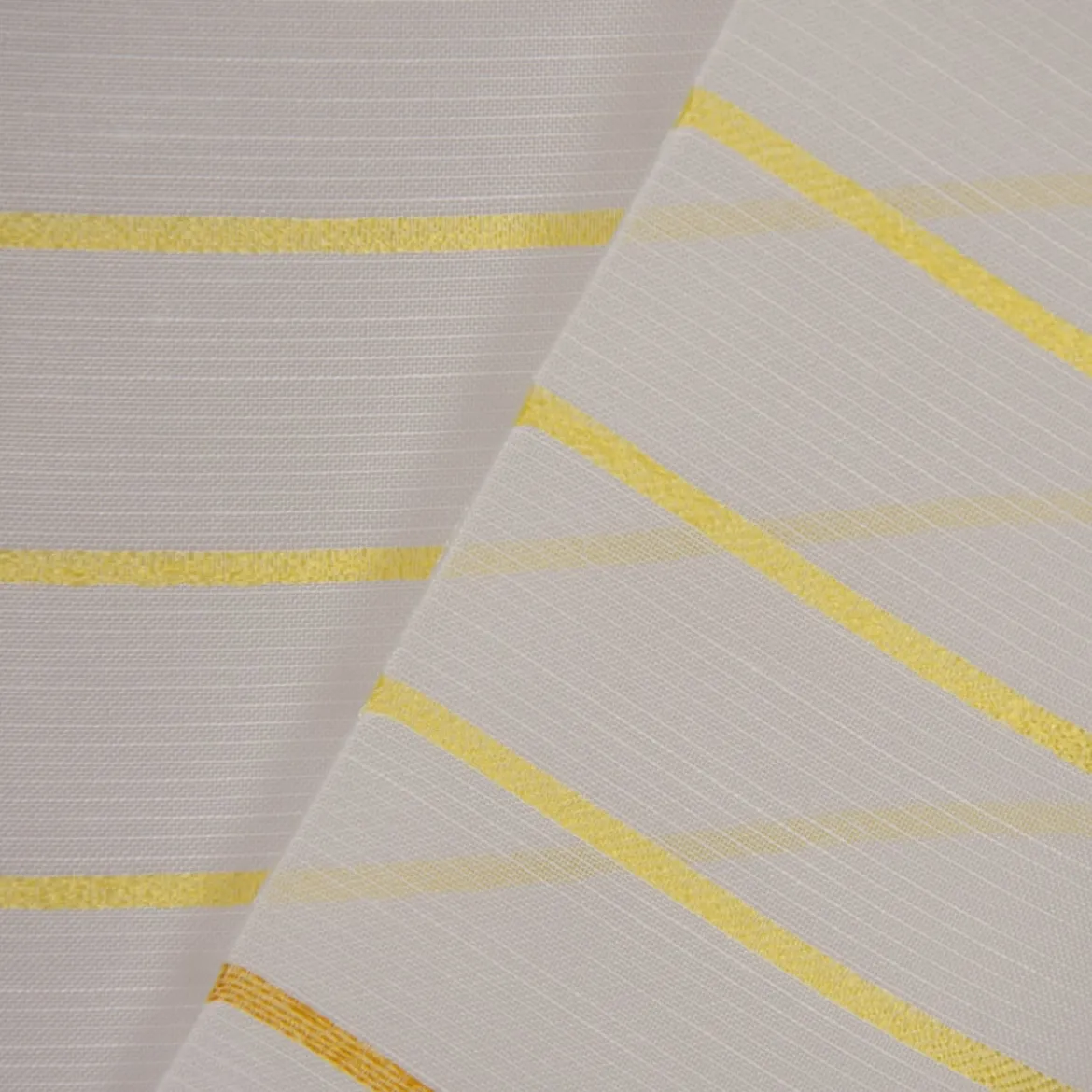 Dekostoff Gardinenstoff Voile Malados Streifen transparent weiß gelb grau 1,50m Breite