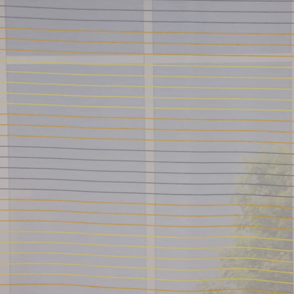 Dekostoff Gardinenstoff Voile Malados Streifen transparent weiß gelb grau 1,50m Breite