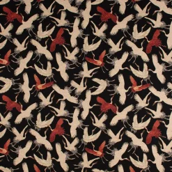 Dekostoff Gobelin Premium Cranebird Paradise Kraniche schwarz beige rot 1,4m Breite