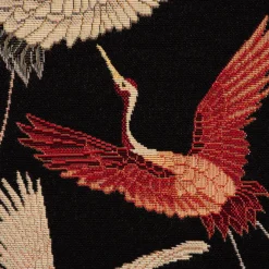 Dekostoff Gobelin Premium Cranebird Paradise Kraniche schwarz beige rot 1,4m Breite