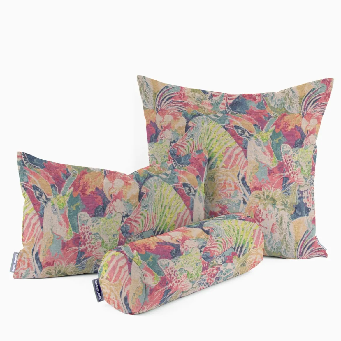 Dekostoff Gobelin Premium Expressionist Jungle Collage Wildtiere beige bunt 1,4m Breite