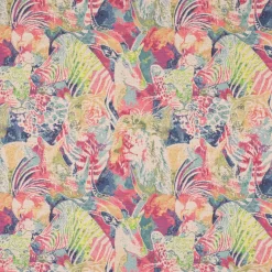Dekostoff Gobelin Premium Expressionist Jungle Collage Wildtiere beige bunt 1,4m Breite