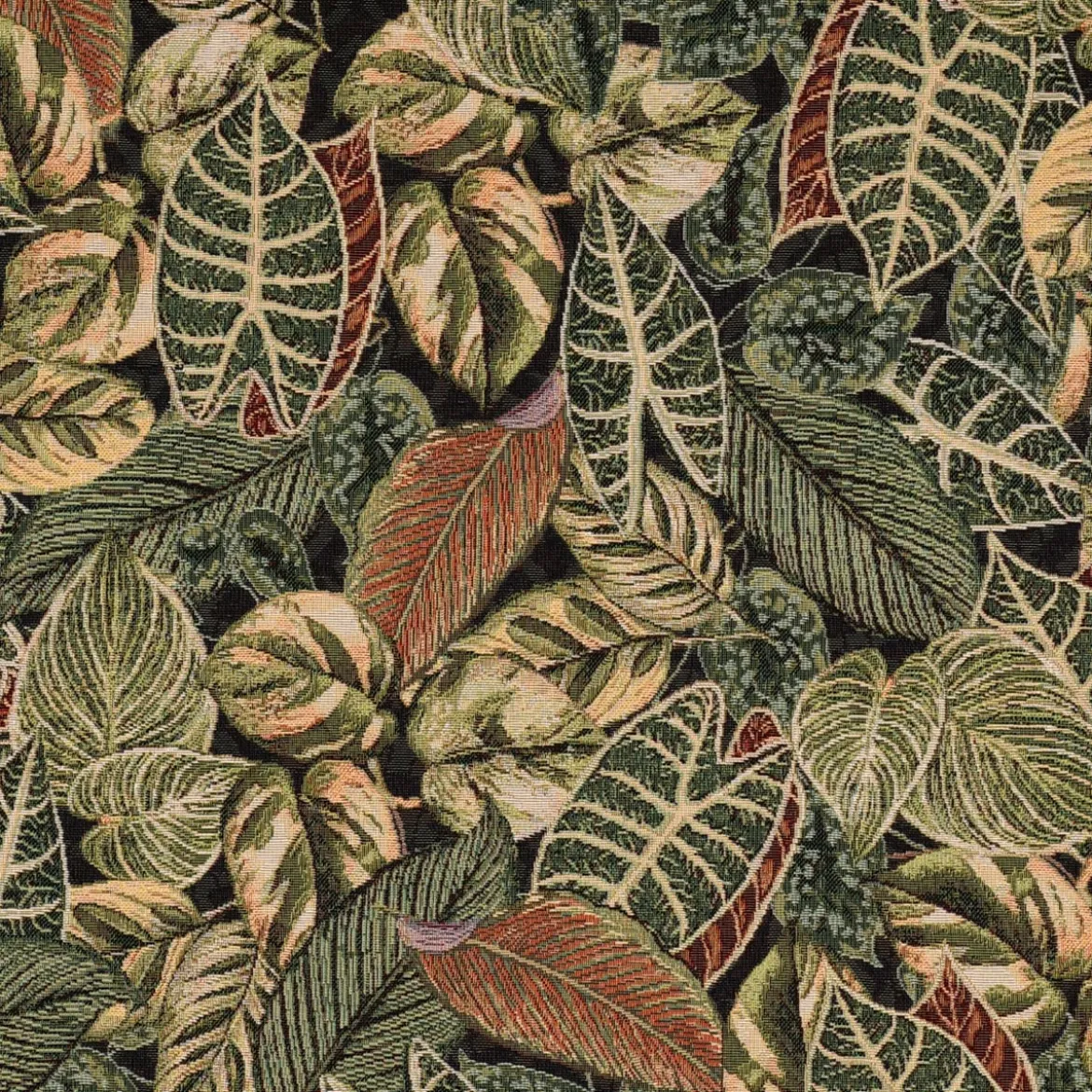 Dekostoff Gobelin Premium Houseplant Jungle Blätter grün schwarz 1,4m Breite
