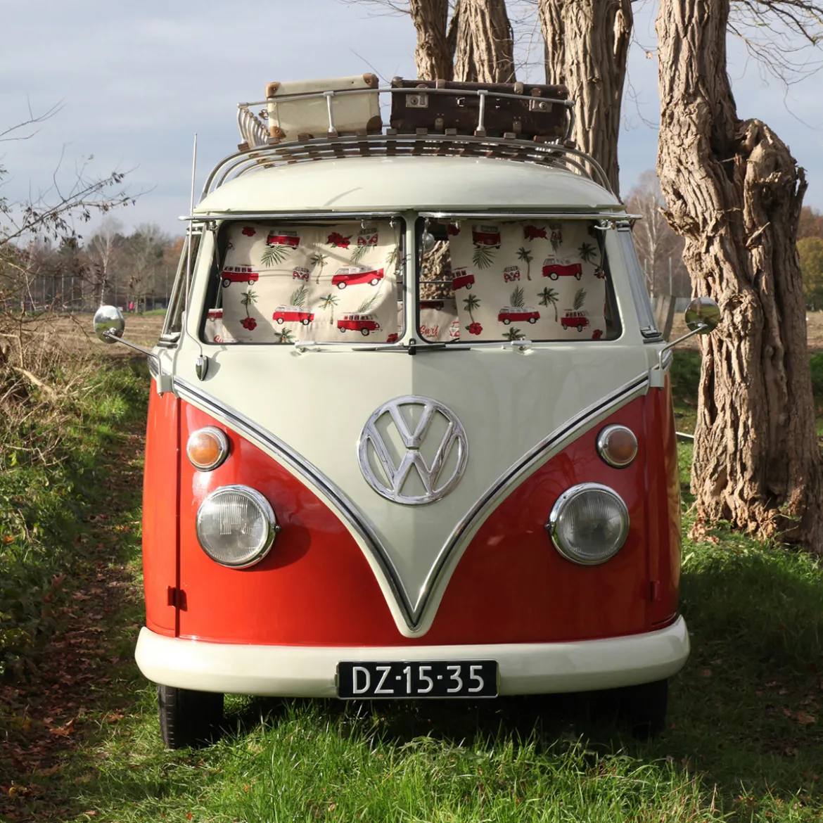 Dekostoff Gobelin Premium VW Palm Hawaii VW-Bus Bulli beige rot 1,4m Breite