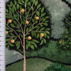 Dekostoff Halbpanama Baumwolle Wald Bäume Landschaft grün 1,40m Breite