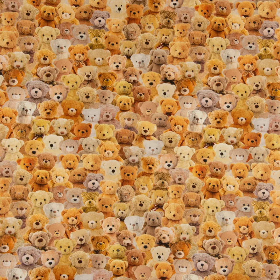 Dekostoff Halbpanama Baumwolle Teddybären braun beige 1,40m Breite
