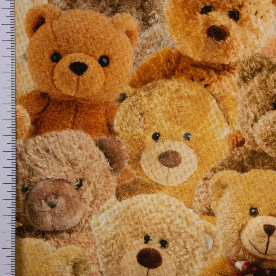 Dekostoff Halbpanama Baumwolle Teddybären braun beige 1,40m Breite