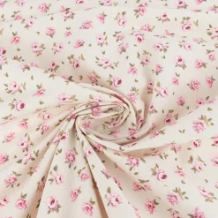 Dekostoff Halbpanama Classic Little Rose Allover Rosenblüten ecru rosa 1,40m Breite