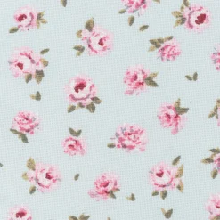 Dekostoff Halbpanama Classic Little Rose Allover Rosenblüten hellblau rosa 1,40m Breite
