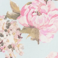 Dekostoff Halbpanama Classic Painted Rose Rosen hellblau rosa 1,40m Breite