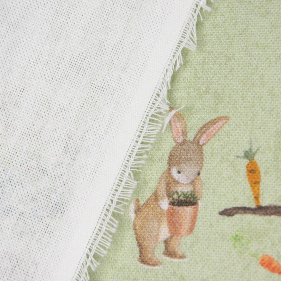 Dekostoff Halbpanama Digitaldruck Waldleben Mr. Rabbit Haus Hase Fuchs grün braun 1,40m Breite