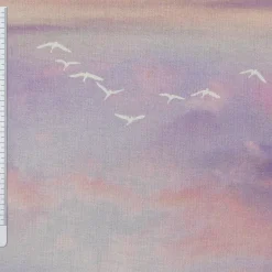 Dekostoff Halbpanama Digitaldruck Sommer Festival Vögel Himmel pastell 1,40m breit