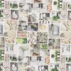 Dekostoff Halbpanama Digitaldruck Patchwork Blumen Gräser weiß grün braun 1,40m breit