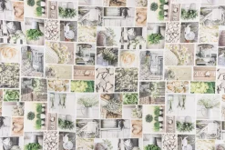 Dekostoff Halbpanama Digitaldruck Patchwork Blumen Gräser weiß grün braun 1,40m breit