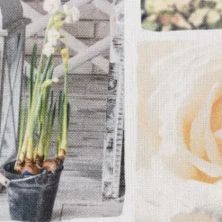 Dekostoff Halbpanama Digitaldruck Patchwork Blumen Gräser weiß grün braun 1,40m breit