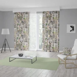 Dekostoff Halbpanama Digitaldruck Patchwork Blumen Gräser weiß grün braun 1,40m breit