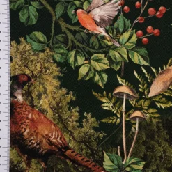 Dekostoff Halbpanama Digitaldruck Woodland Creatures Waldtiere grün 1,40m Breite