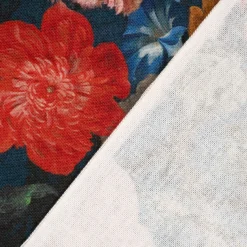 Dekostoff Halbpanama Digitaldruck Blumenbouquet blau bunt 140cm Breite