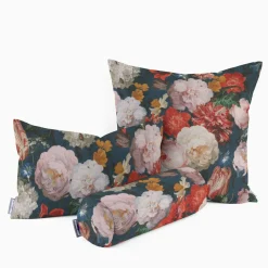 Dekostoff Halbpanama Digitaldruck Blumenbouquet blau bunt 140cm Breite