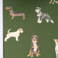 Dekostoff Halbpanama Dog Breed Mix Hunde grün 1,4m Breite