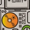 Dekostoff Halbpanama Game Computer Gaming Zocken Spielekonsole grau bunt 1,40m Breite