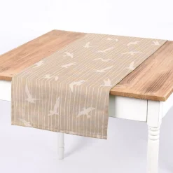 Dekostoff Halbpanama Iconic Seagull Stripe Möwen Streifen natur weiß 1,40m Breite