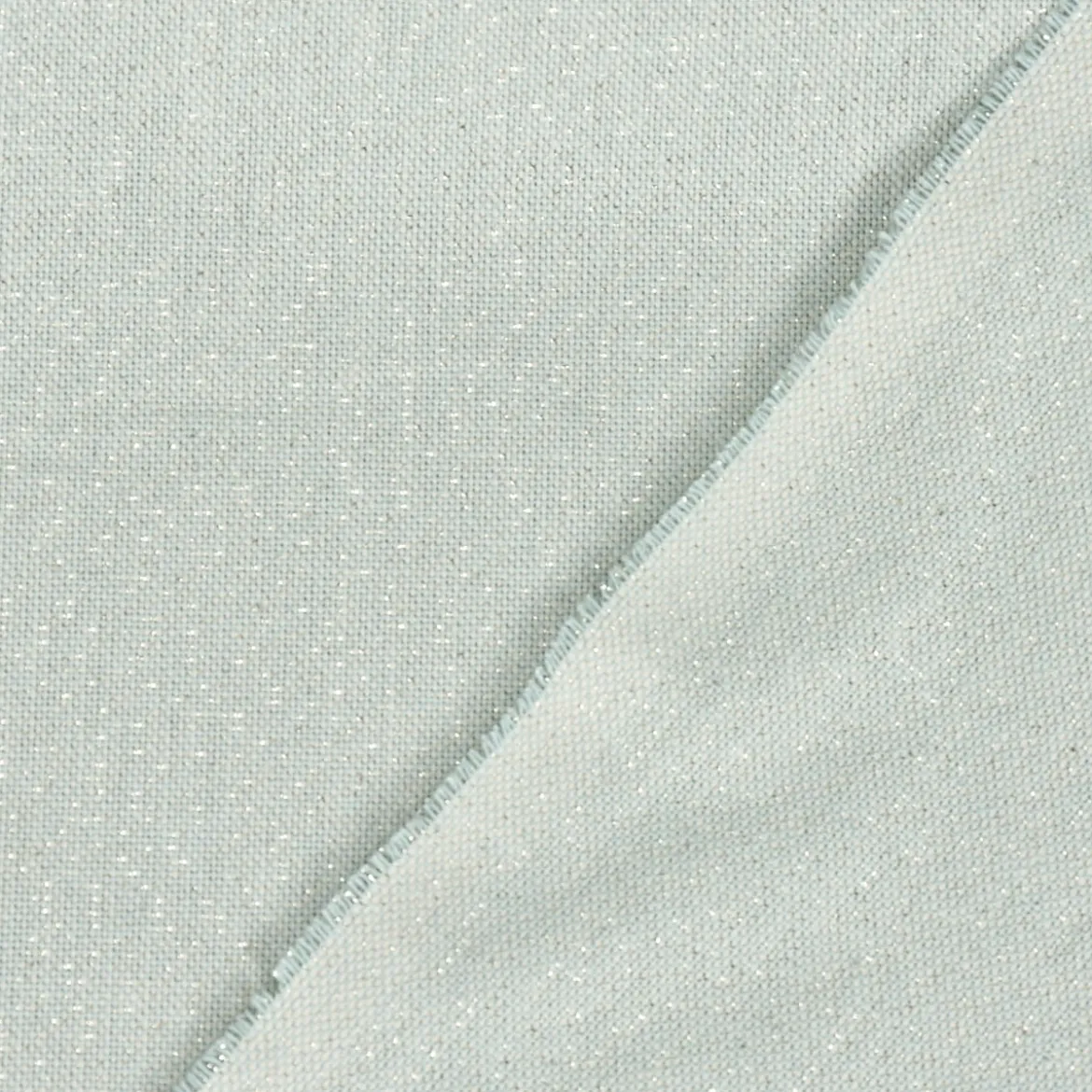 Dekostoff Halbpanama Leinenlook Lurexeffekte Glamour uni mint goldfarbig 1,40m Breite