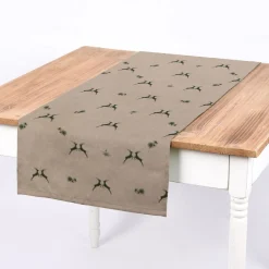 Dekostoff Halbpanama Leinenlook Hirsch Edelweiß Digitaldruck natur grün 1,40m