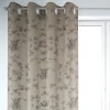 Dekostoff Halbpanama Leinenlook Engel Rosen Vogel natur schwarz 1,40m Breite