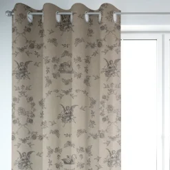 Dekostoff Halbpanama Leinenlook Engel Rosen Vogel natur schwarz 1,40m Breite