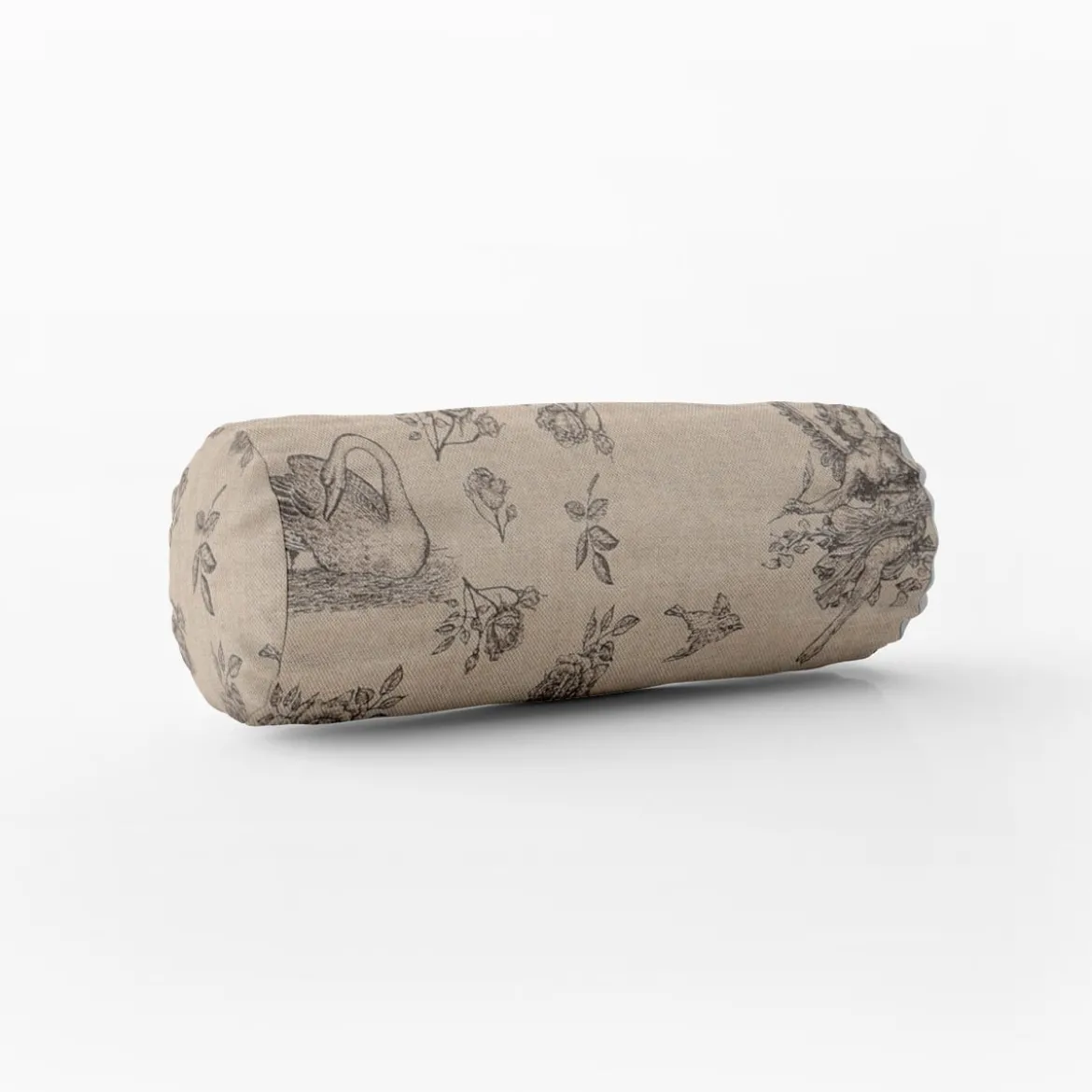Dekostoff Halbpanama Leinenlook Engel Rosen Vogel natur schwarz 1,40m Breite