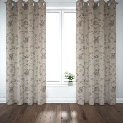 Dekostoff Halbpanama Leinenlook Engel Rosen Vogel natur schwarz 1,40m Breite