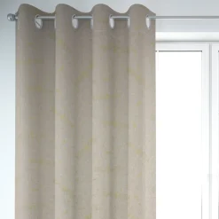 Dekostoff Halbpanama Leinenlook Noten natur gold 1,40m Breite