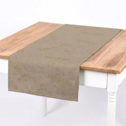 Dekostoff Halbpanama Leinenlook Noten natur gold 1,40m Breite