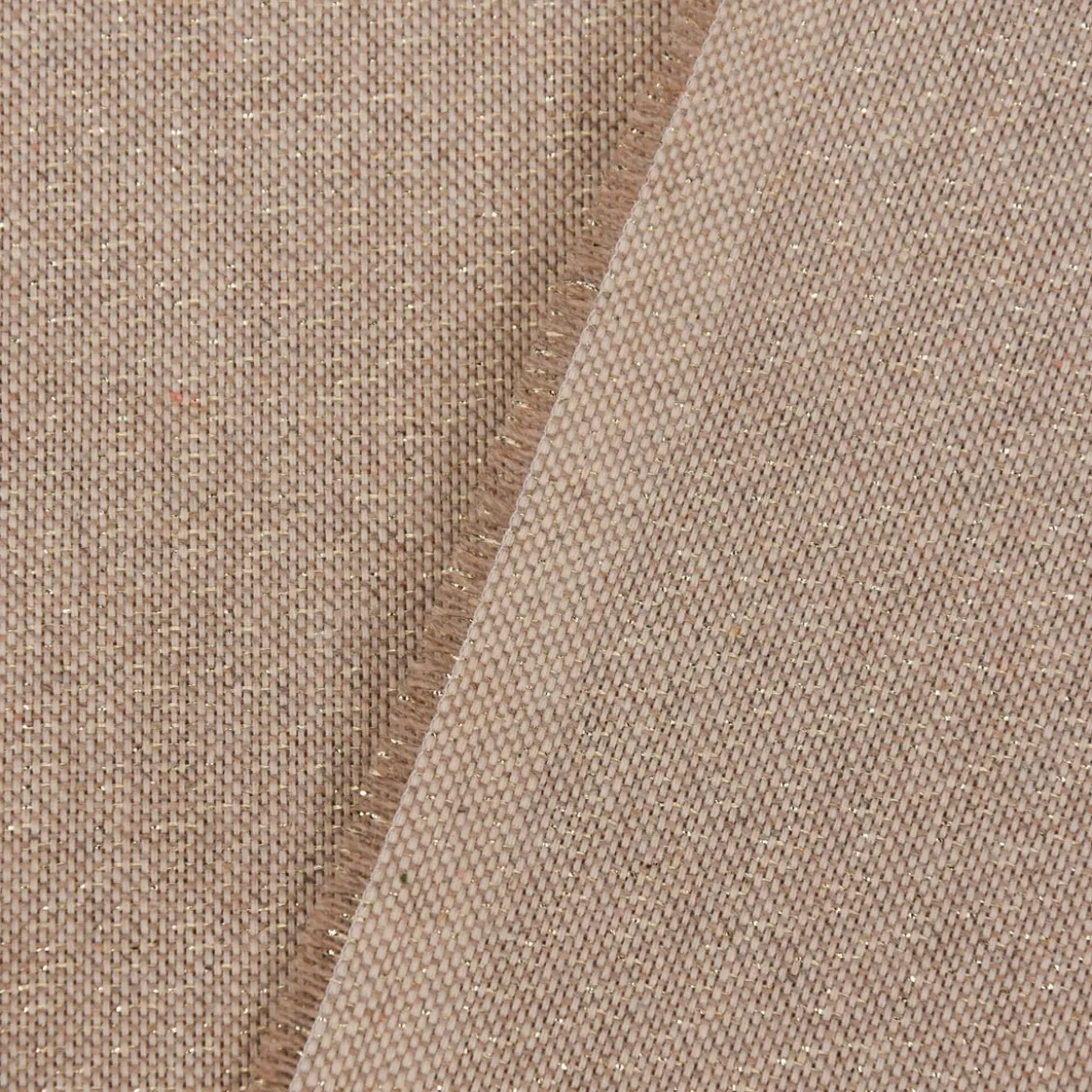 Dekostoff Halbpanama Leinenlook Lurexeffekte Glamour uni natur goldfarbig 1,40m Breite